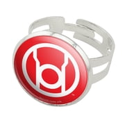 Green Lantern Blackest Night Red Lantern Logo Silver Plated Adjustable Novelty Ring