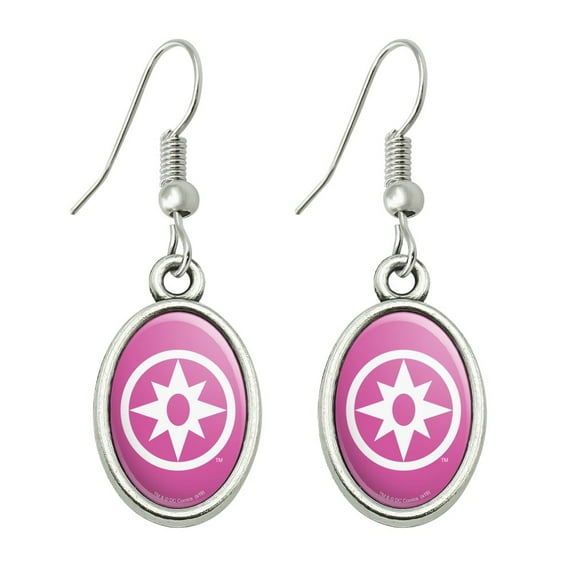 Green Lantern Blackest Night Star Sapphire Logo Novelty Dangling Drop Oval Charm Earrings