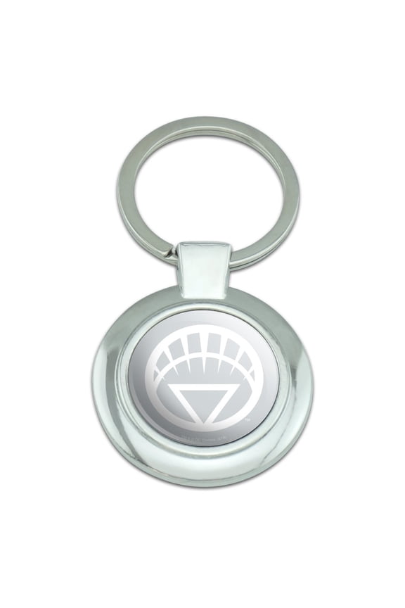 Green Lantern Blackest Night White Lantern Logo Keychain Classy Round Chrome Plated Metal