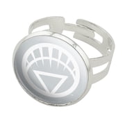 Green Lantern Blackest Night White Lantern Logo Silver Plated Adjustable Novelty Ring