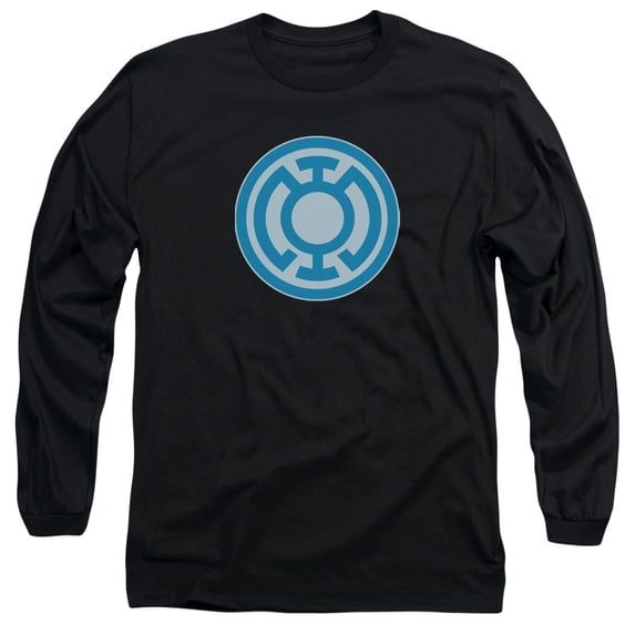 Green Lantern Blue Symbol Long Sleeve Adult 18/1 T-Shirt Black