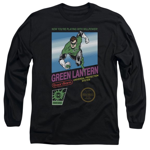 Green Lantern Box Art Long Sleeve Adult 18/1 T-Shirt Black