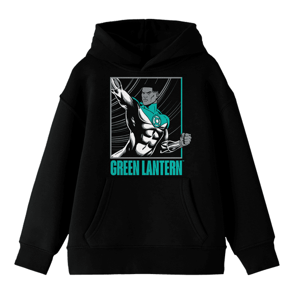 Green Lantern Boxed-In Character Boy's Black Sweatshirt-Medium
