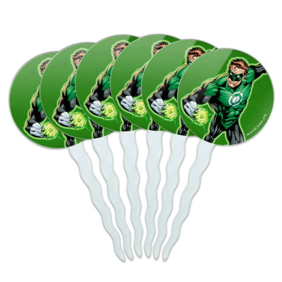 Green Lantern Character Cupcake Picks Toppers Decoration Set of 6