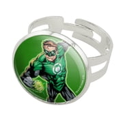 Green Lantern Character Silver Plated Adjustable Novelty Ring