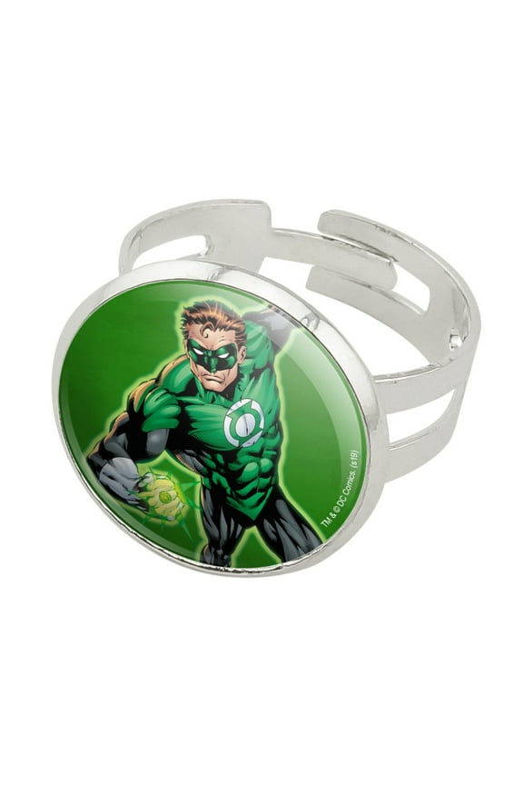 Green Lantern Character Silver Plated Adjustable Novelty Ring