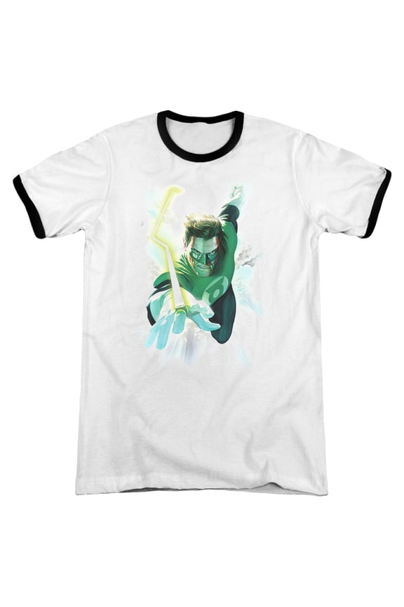 Green Lantern Clouds Adult Ringer White Black