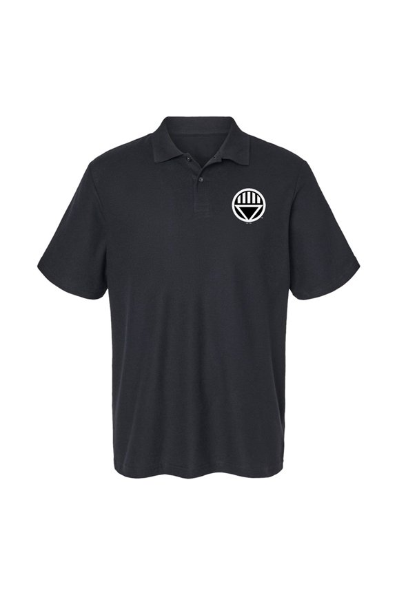 Green Lantern Core Blackest Night Black Lantern Logo Cotton Polo Shirt, Black, 2X-Large