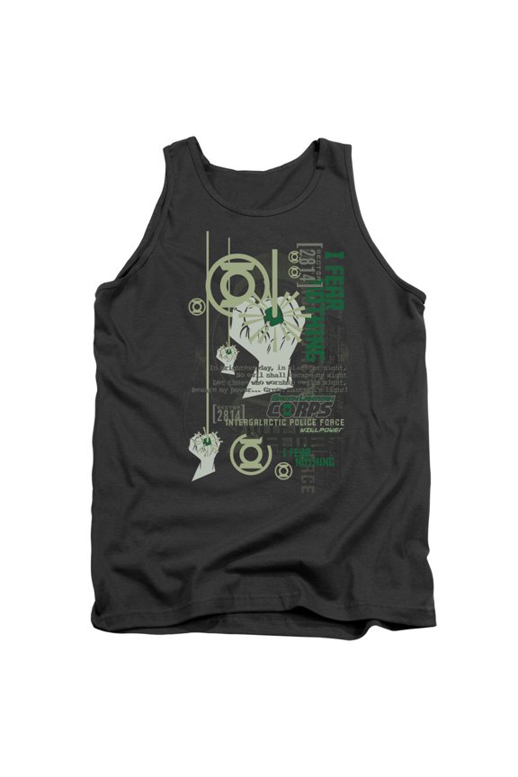 Green Lantern Core Strength Adult Tank Top Charcoal