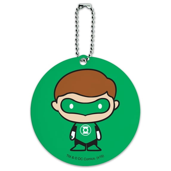 Green Lantern Cute Chibi Character Round Luggage ID Tag Card Suitcase Carry-On