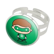Green Lantern Cute Chibi Character Silver Plated Adjustable Novelty Ring