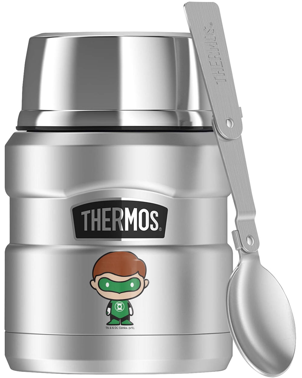 Green Lantern Cute Chibi, THERMOS STAINLESS KING Stainless Steel Food Jar with Folding Spoon, Vacuum insulated & Double Wall, 16oz