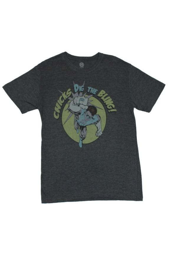 (DC Comics) Mens T-Shirt - Chicks Dig the Bling Distressed Ha (Small)