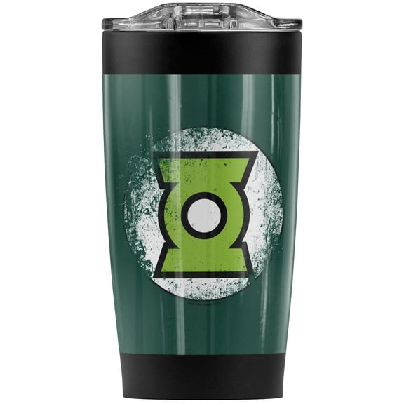 Green Lantern Destroyed Logo Stainless Steel Tumbler 20 oz Coffee Travel Mug/Cup, Vacuum Insulated & Double Wall with Leakproof Sliding Lid | Great for Hot Drinks and Cold Beverages