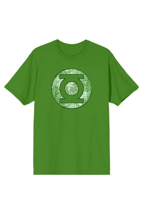 Green Lantern Distressed Logo Men's Green T-Shirt-Medium