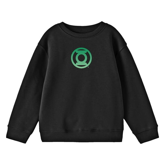 Green Lantern Emblem Boy's Black Long Sleeve Shirt-Medium