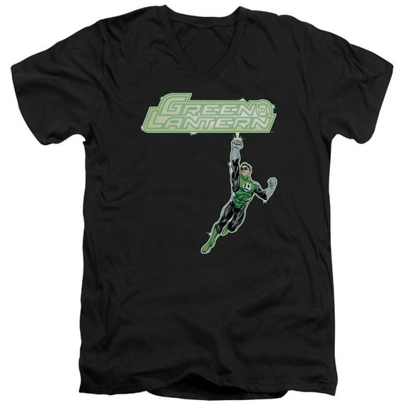 Green Lantern - Energy Construct Logo - Slim Fit V Neck Shirt - X-Large