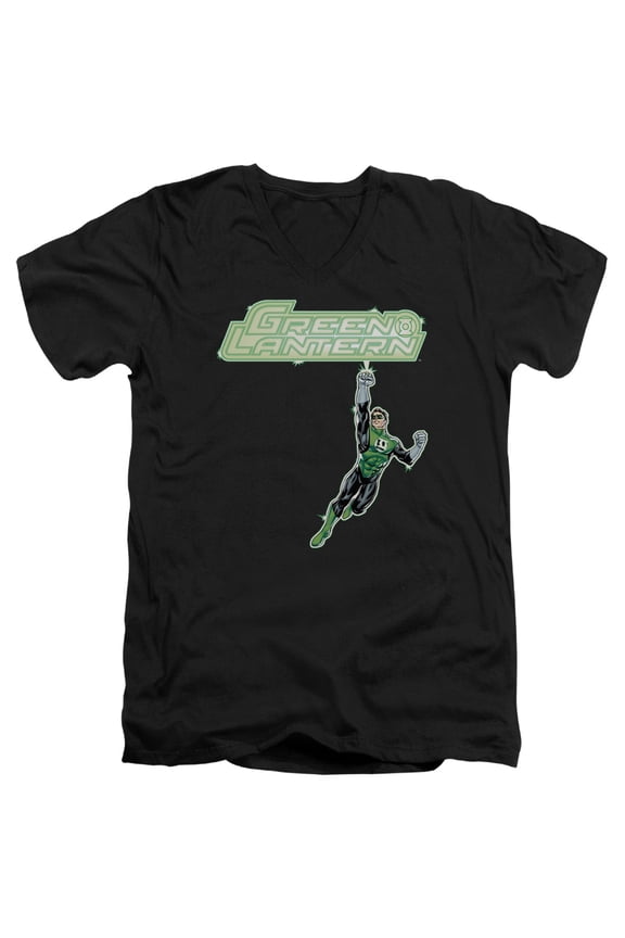 Green Lantern - Energy Construct Logo - Slim Fit V Neck Shirt - X-Large