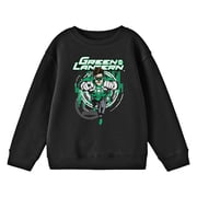 Green Lantern Flying Superhero Boys Black Long Sleeve Shirt-XL