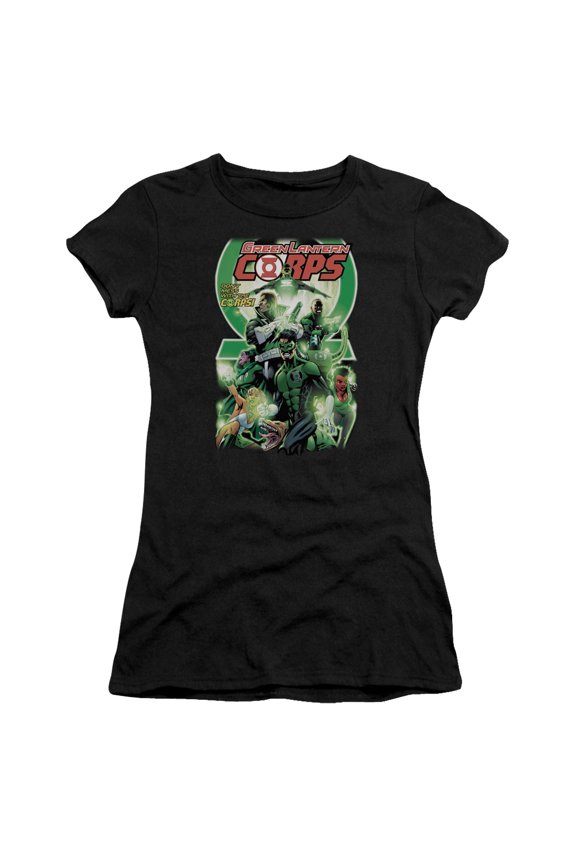 Green Lantern Gl Corps #25 Cover S/S Junior Women's T-Shirt Sheer Black