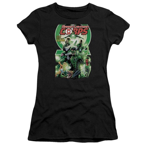 Green Lantern Gl Corps #25 Cover S/S Junior Women's T-Shirt Sheer Black