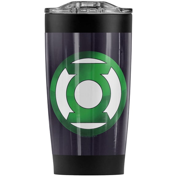 Green Lantern Green Chrome Logo Stainless Steel Tumbler 20 oz Coffee Travel Mug/Cup, Vacuum Insulated & Double Wall with Leakproof Sliding Lid | Great for Hot Drinks and Cold Beverages