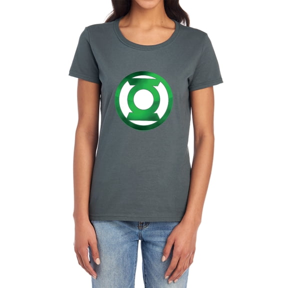 Green Lantern Green Chrome Logo Women's T Shirt, Charcoal, X-Large