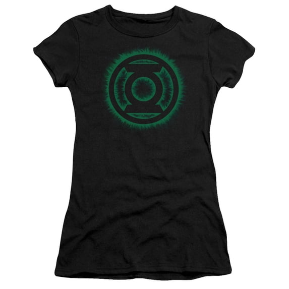 Green Lantern Green Flame Logo S/S Junior Women's T-Shirt Sheer Black