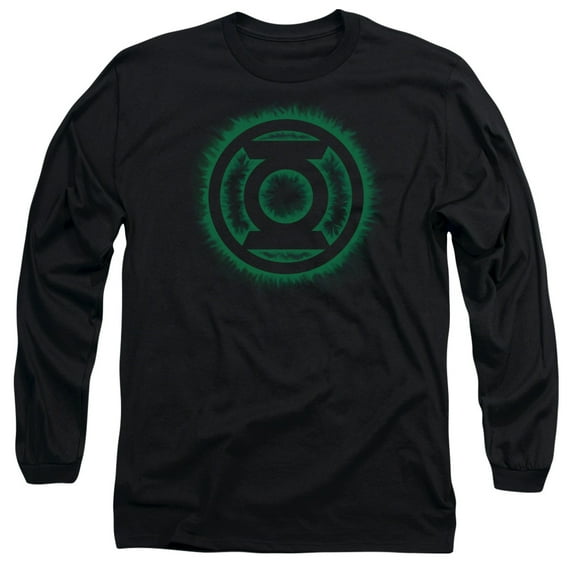 Green Lantern Green Flame Logo Long Sleeve Adult 18/1 T-Shirt Black