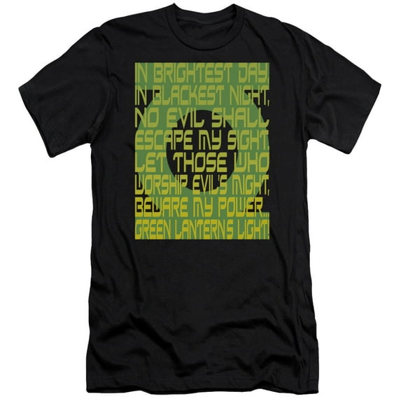 Green Lantern Green Lantern Oath Premium Canvas Adult Slim Fit 30/1 T-Shirt Black