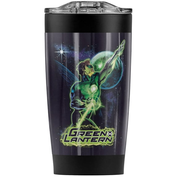 Green Lantern Hal Galaxy Stainless Steel Tumbler 20 oz Coffee Travel Mug/Cup, Vacuum Insulated & Double Wall with Leakproof Sliding Lid | Great for Hot Drinks and Cold Beverages