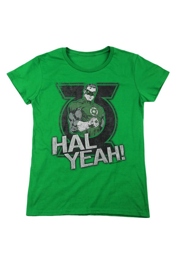 Green Lantern Hal Yeah Women's T Shirt, Kelly Green, Large