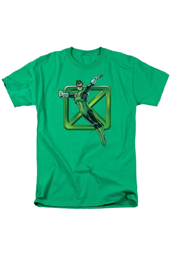 Green Lantern II Flying X Symbol Green Adult T-Shirt