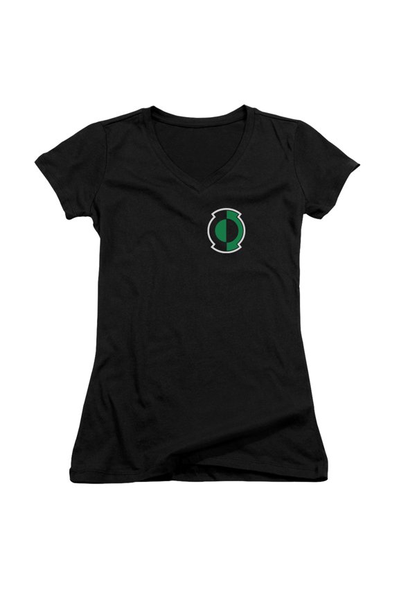 Green Lantern Kyle Logo Junior Women's V-Neck T-Shirt Black