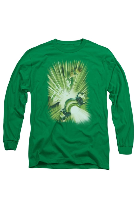 Green Lantern Lanterns Light Long Sleeve Adult 18/1 T-Shirt Kelly Green