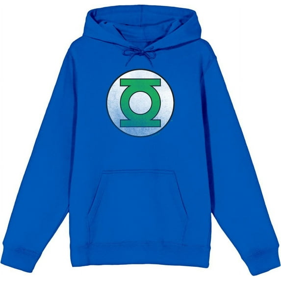 Green Lantern Logo Adult Blue Long Sleeve Hoodie-Medium