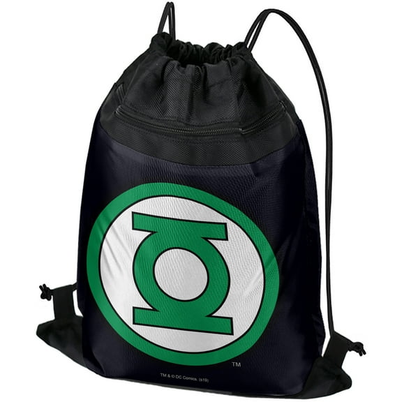 Green Lantern Logo Drawstring Backpack Sports Bag Sackpack 17" x 13", Perfect for Gym, Yoga or Practice