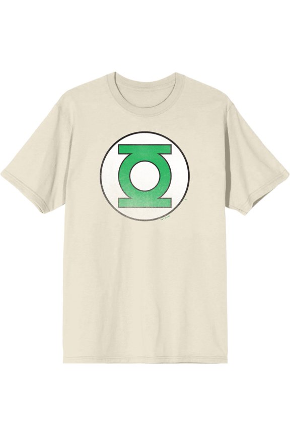 Green Lantern Logo Men's Natural Crew Neck Short Sleeve Tee-Large