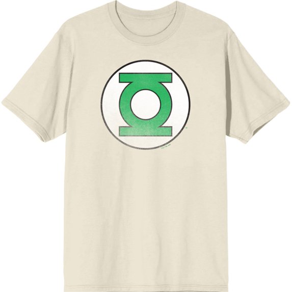 Green Lantern Logo Men's Natural Crew Neck Short Sleeve Tee-Large