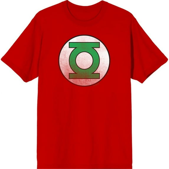 Green Lantern Logo Men's Red Crew Neck Short Sleeve Tee-Large