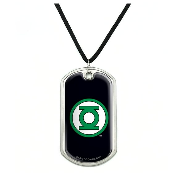 Green Lantern Logo Military Dog Tag Pendant Necklace with Cord