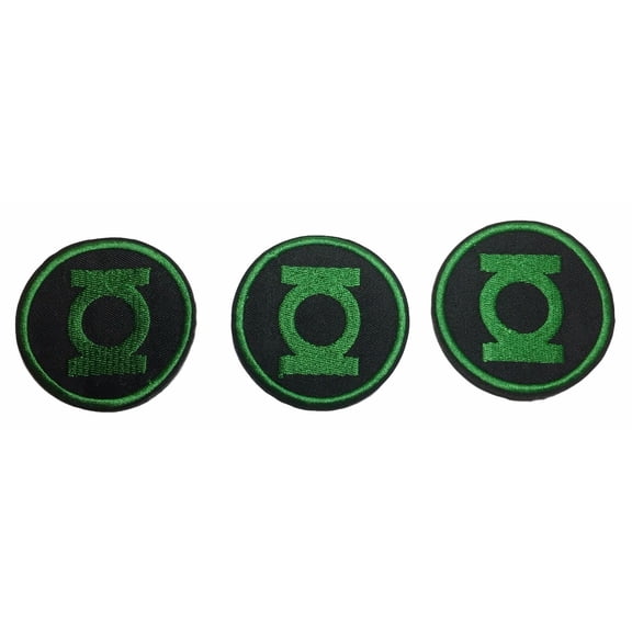 Green Lantern Logo Shield Embroidered Iron On Patch Set of 3 Patches