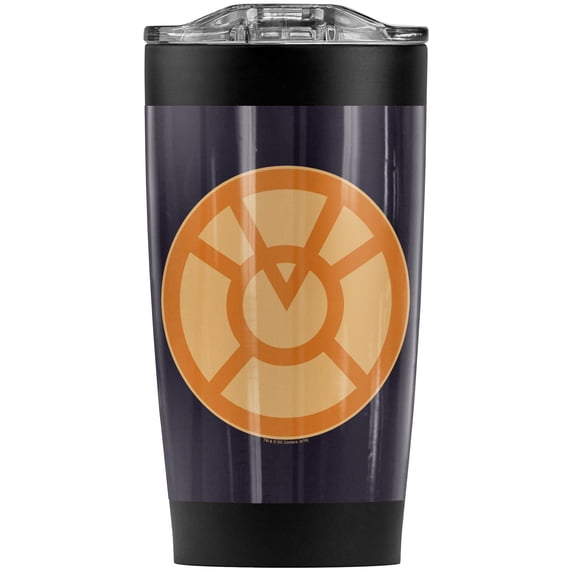 Green Lantern Orange Symbol Stainless Steel Tumbler 20 oz Coffee Travel Mug/Cup, Vacuum Insulated & Double Wall with Leakproof Sliding Lid | Great for Hot Drinks and Cold Beverages