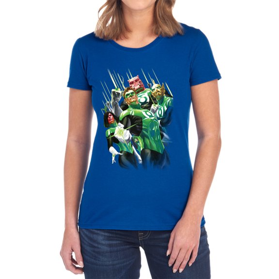 Green Lantern Power of The Rings Women's T Shirt, Royal, Large