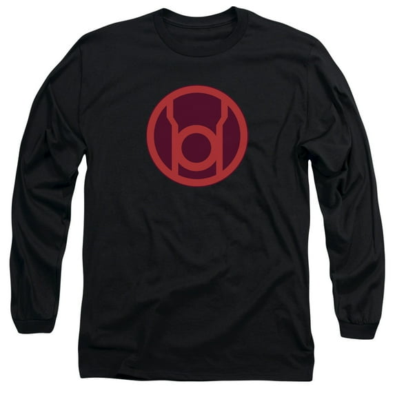 Green Lantern Red Symbol Long Sleeve Adult 18/1 T-Shirt Black