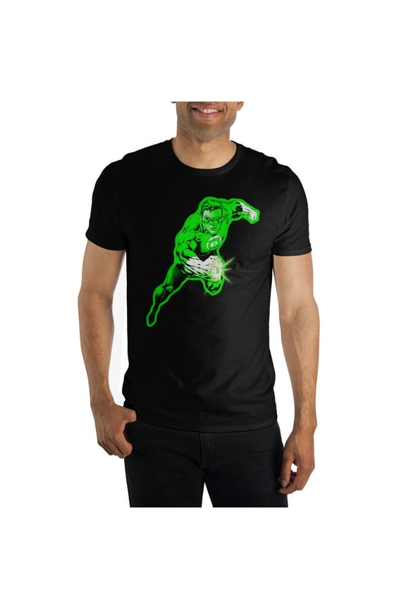 Green Lantern Superhero Comic Book Mens Black Shirt-X-Large