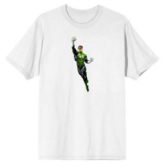Green Lantern Superhero Power Pose Men's White Graphic Tee-Large
