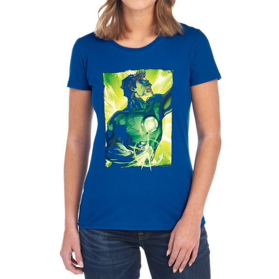 Green Lantern Up Up Women's T Shirt, Royal, Small