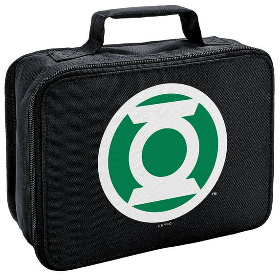 Green Lantern White Logo Insulated Soft Sided Lunch Box - Reusable Lunch Bag For School Office Work, BPA Free