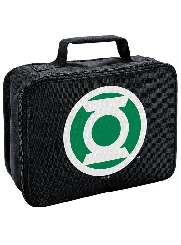 Green Lantern White Logo Insulated Soft Sided Lunch Box - Reusable Lunch Bag For School Office Work, BPA Free